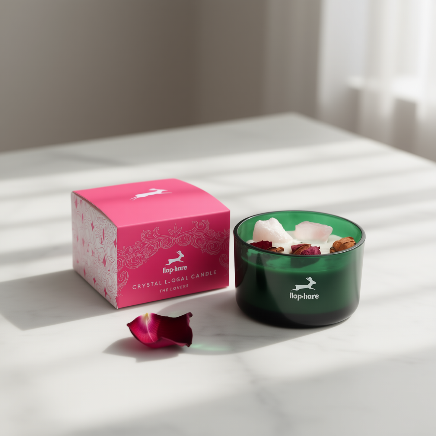 Vela perfumada con cuarzo rosa