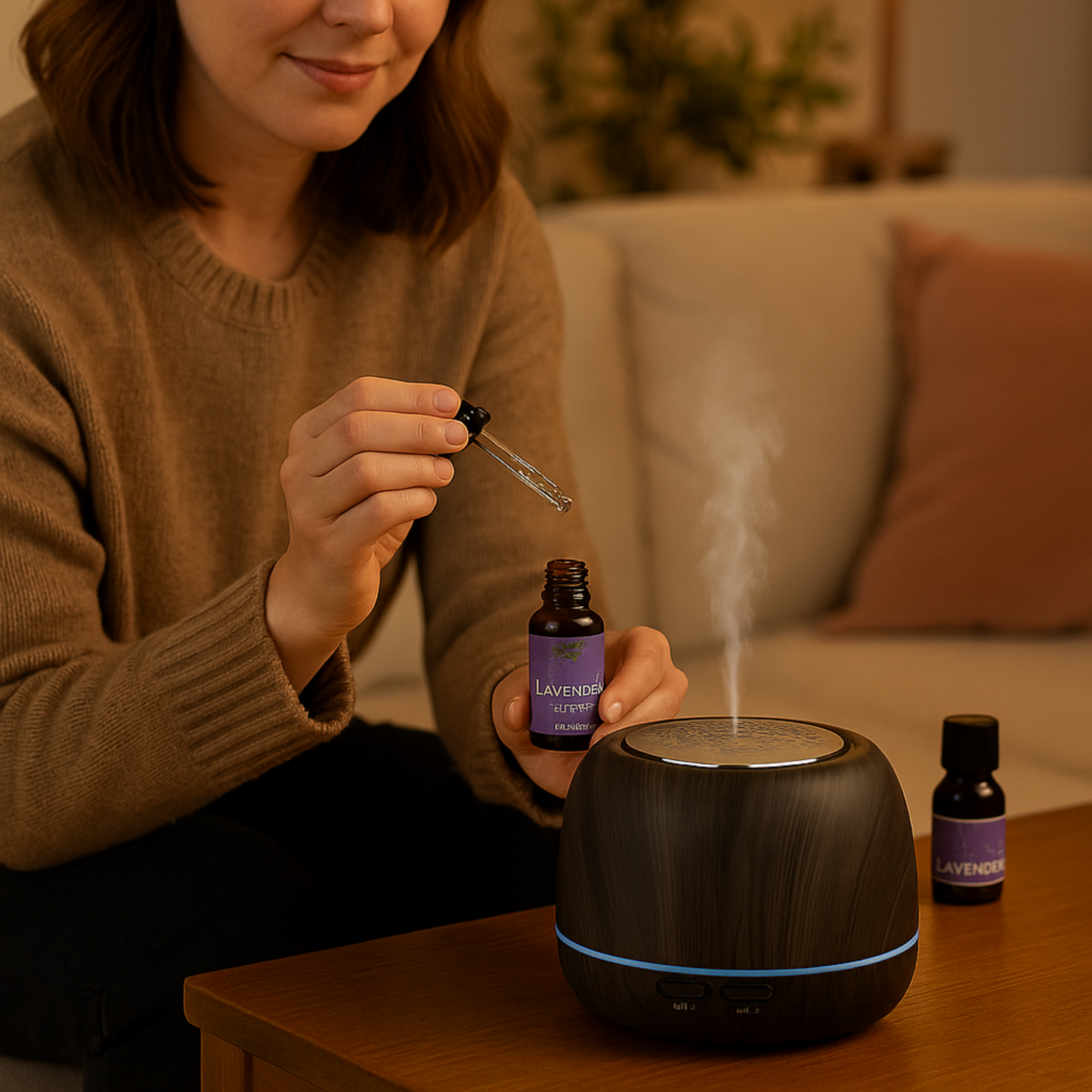 Essential Oil Diffuser 300ML – Aromatherapy Diffuser with 5-in-1 Functions & 7 Color LED Lights