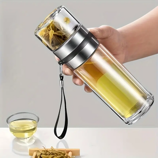 Infuser Tea Bottle – Wellness Glass Bottle for Herbal Infusions | Eco-Friendly | Perfect for Mindful Living