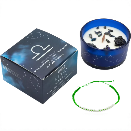 Vela Zodiac – Balança (Libra) com Pulseira de Cristais